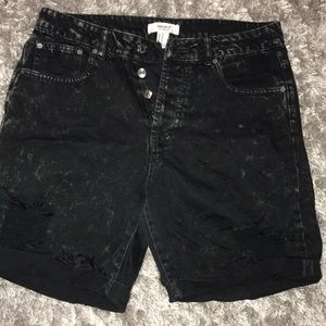 Black denim shorts